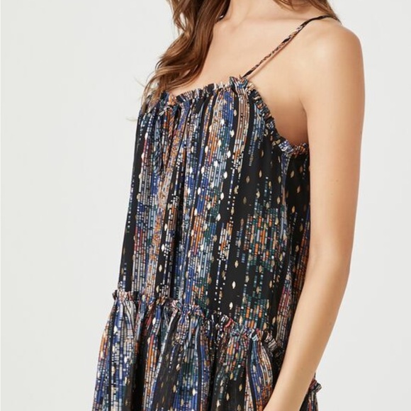 Chiffon Abstract Print Mini Dress - Picture 2 of 6